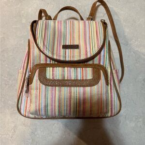 Rosetti Colorful Striped Backpack with Tan Accents